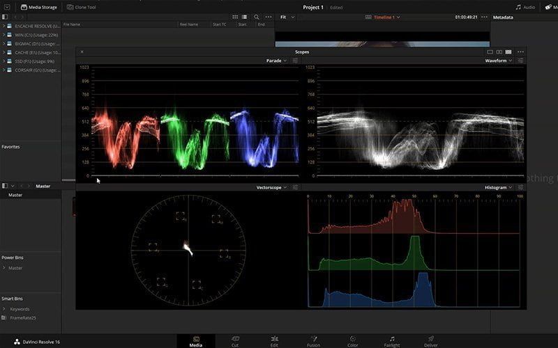 color scopes davinci resolve