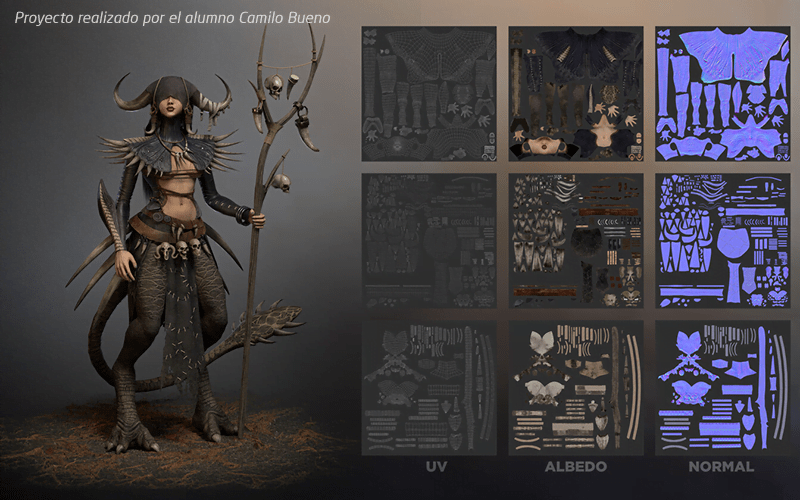 modelado de personajes 3d mapeado mallas