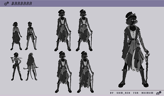 silueta personaje estilo steampunk