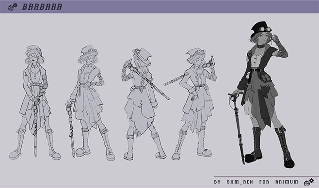 pose personaje estilo steampunk