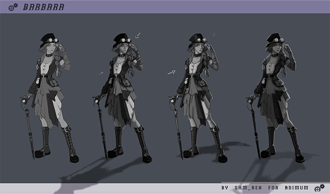 iluminación personaje estilo steampunk