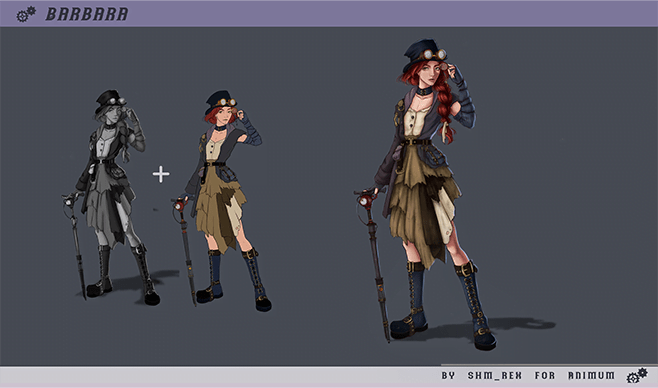 iluminación personaje estilo steampunk
