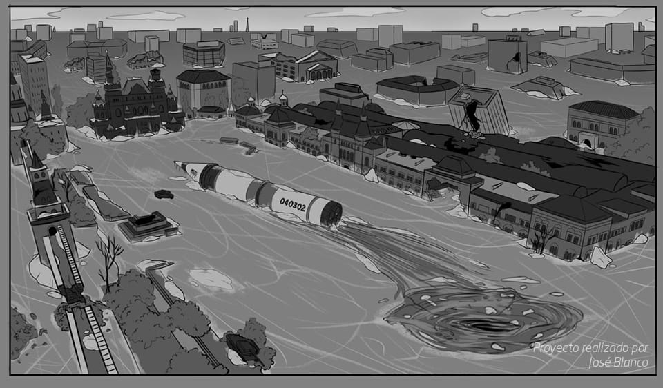 escenarios en concept art boceto