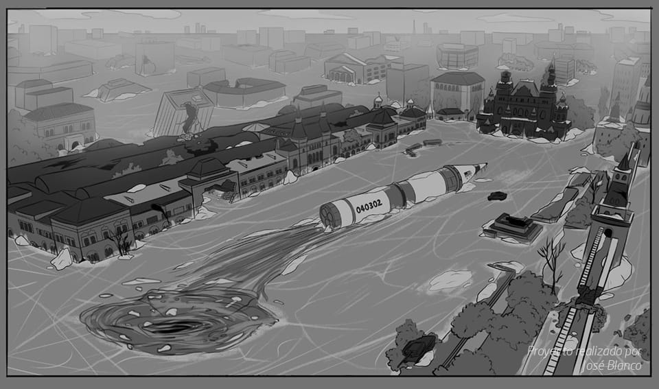 escenarios en concept art boceto