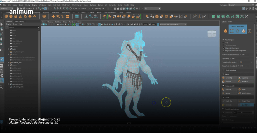 Del concepto al render: el proceso completo de modelado de una criatura 3D para cine